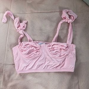 Pink tie cropped tank